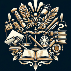 Educational-themed image for a Philippine Constitution Quiz, featuring symbols like the scales of justice, a gavel, and the Philippine map, combined with academic icons like a graduation cap and a book.