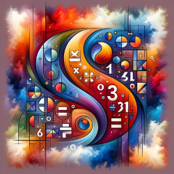 Abstract artistic representation of basic mathematical operations, featuring symbols for addition, subtraction, multiplication, and division in a vibrant, interconnected design, suitable for an educational context on numerical ability.